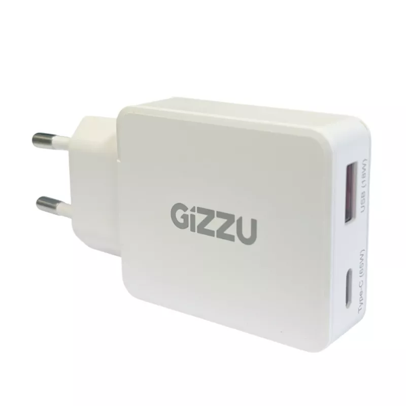 Gizzu 2-porttinen 65W GaN-seinälaturi