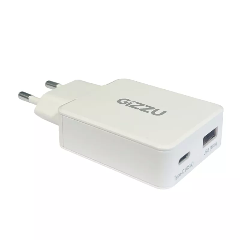 Gizzu 2-porttinen 65W GaN-seinälaturi