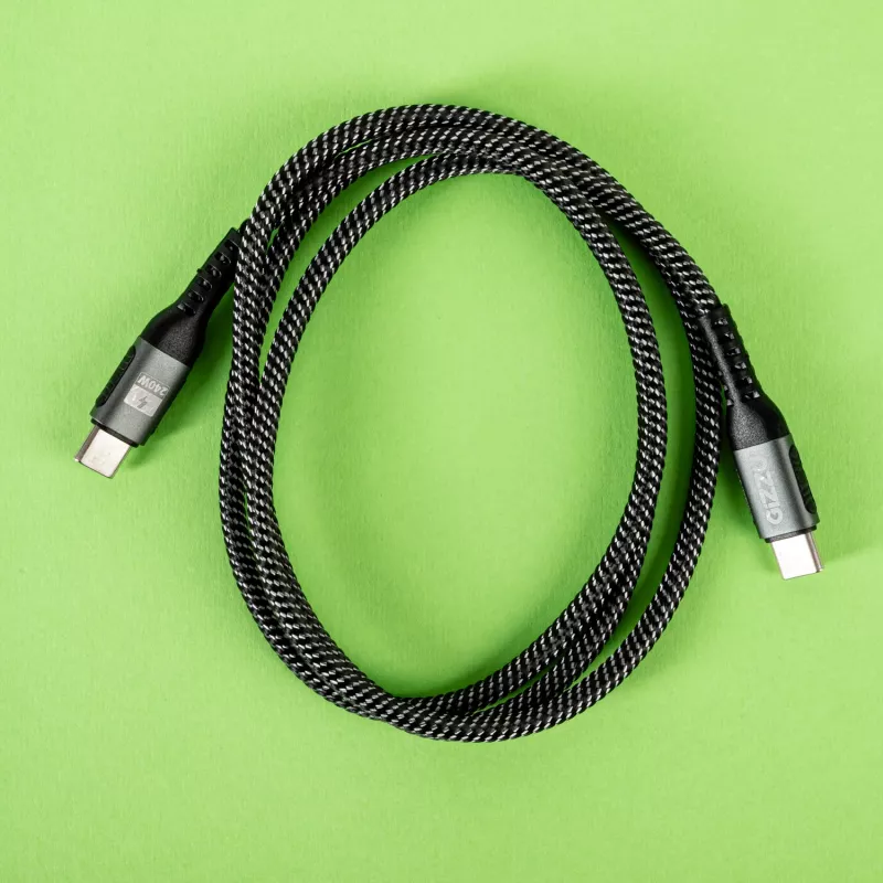 GIZZU 240W 480Mbps USB-C - USB-C punottu kaapeli 1 m musta