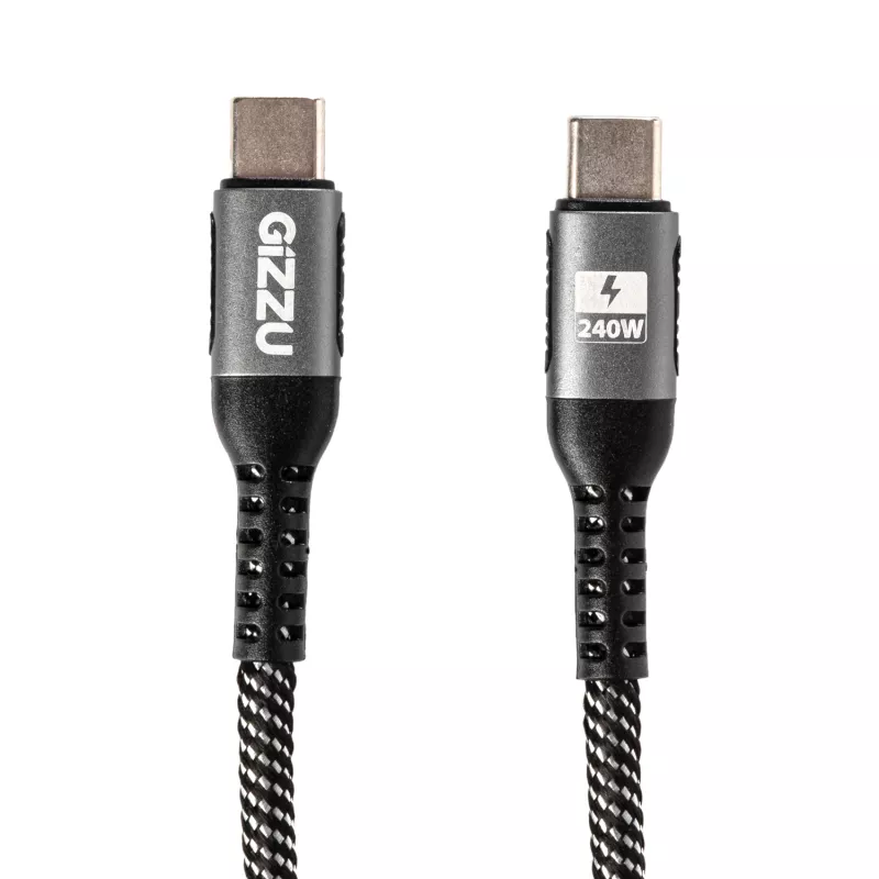 GIZZU 240W 480Mbps USB-C - USB-C punottu kaapeli 1 m musta