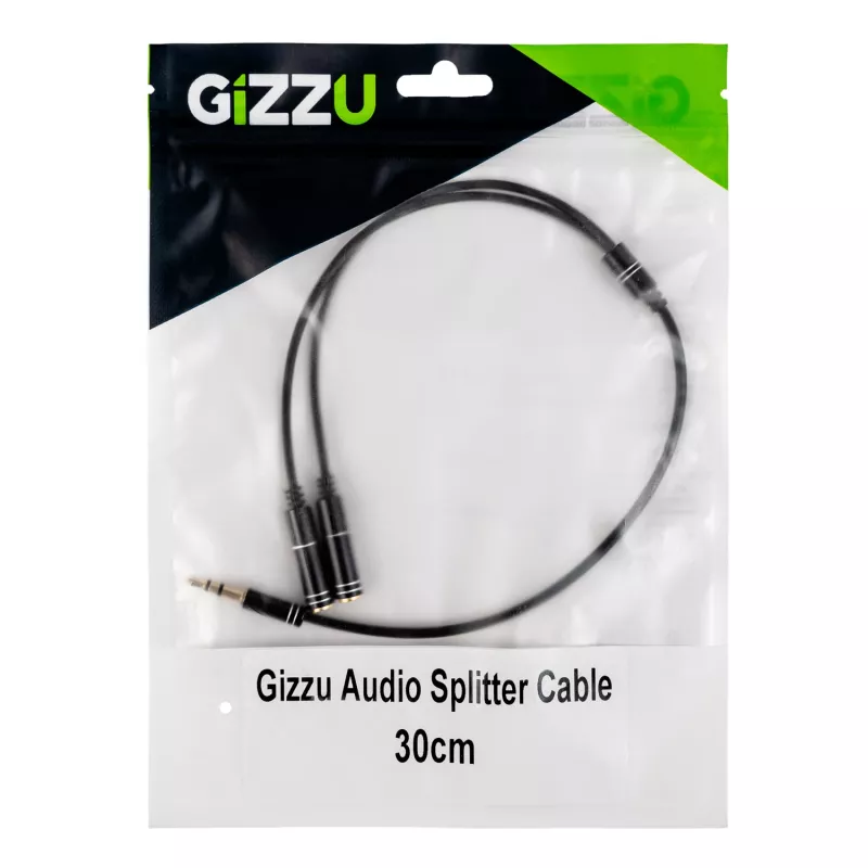 Gizzu 3-napainen audiojakokaapeli - musta