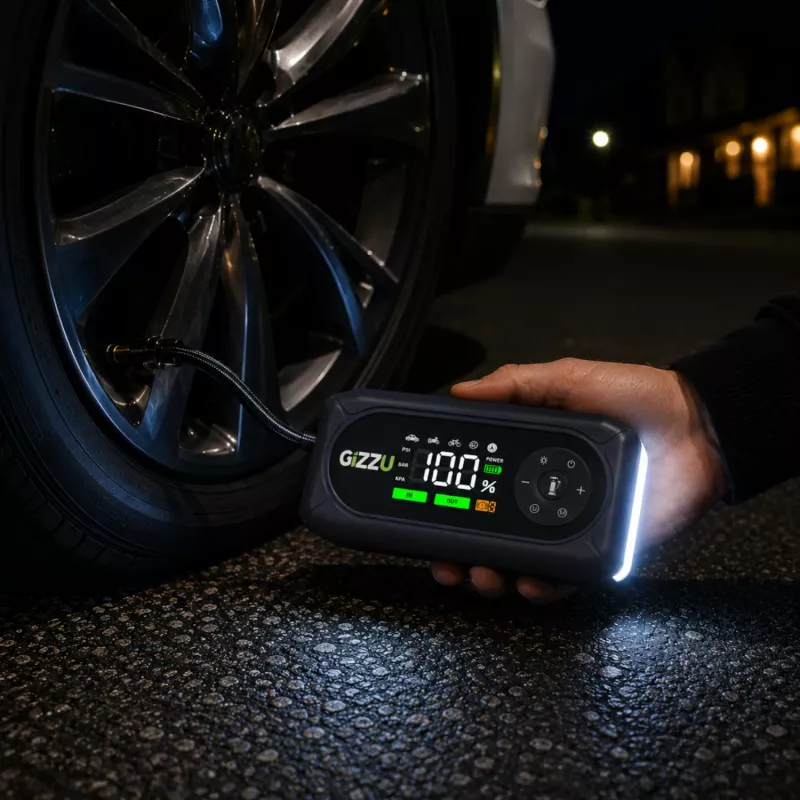 Gizzu 4-in-1 apukäynnistin ja ilmakompressori