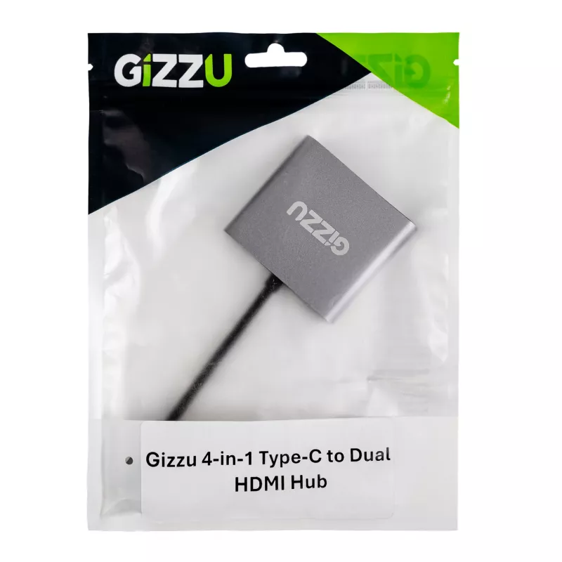 Gizzu 4-in-1 Type-C - Dual HDMI -keskitin