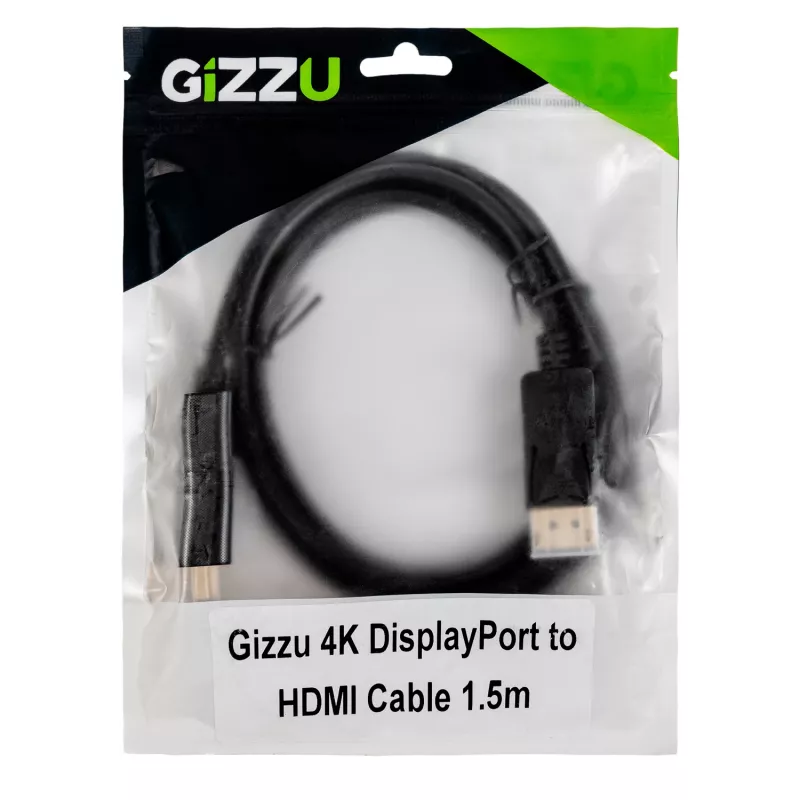Gizzu 4K60Hz DisplayPort-HDMI-kaapeli 1,5 m