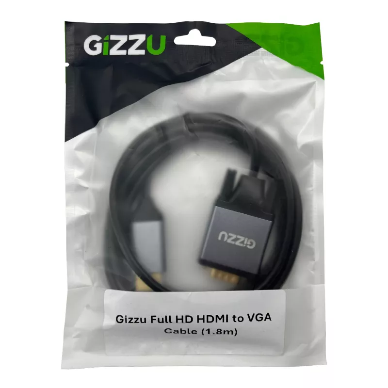 Gizzu Full HD HDMI-VGA-kaapeli (1,8 m) - musta