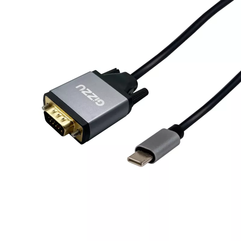 Gizzu Full HD USB-C - VGA -adapterikaapeli 1,8 m, musta