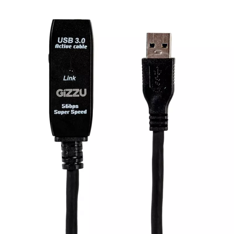 Gizzu USB 3.0 aktiivinen jatkokaapeli 5m - musta