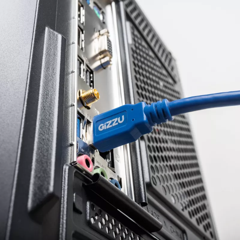 Gizzu USB 3.0 -jatkokaapeli 2m – 5Gbps, uros-naaras, musta