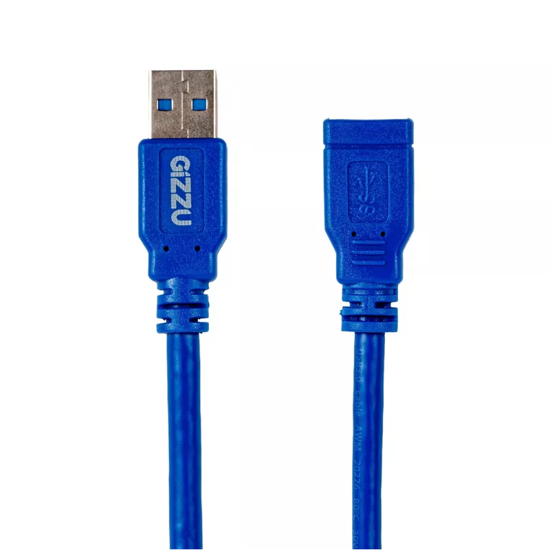 Gizzu USB 3.0 -jatkokaapeli 2m – 5Gbps, uros-naaras, musta