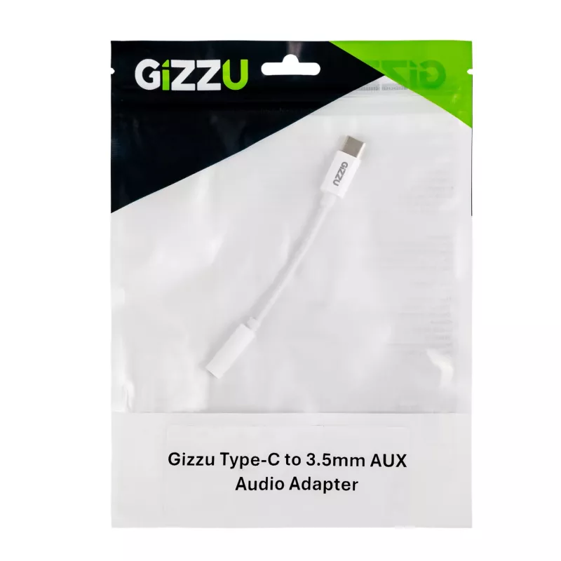 Gizzu USB Type-C - 3,5 mm AUX -audioadapteri - valkoinen