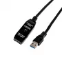 Gizzu USB3.0 aktiivinen jatkokaapeli 10m – 5Gbps SuperSpeed -toistinkaapeli signaalinvahvistimella, USB-A uros naaras, väylävirralla toimiva valinnaisella DC-portilla, musta
