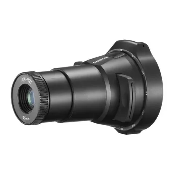 GODOX AK-R21 projektiokiinnike pyöreäpäisille salamoille 65 mm objektiivilla, 8 goboa, värisuodattimilla, magneettikiinnitys