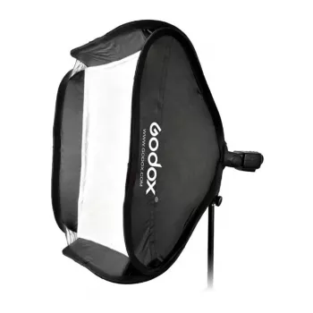 Godox SFUV5050 taitettava neliönmuotoinen softbox 50x50cm S-tyypin kiinnikkeellä, hopeinen sisäpinta, irrotettavat diffuusorit ja kantolaukku
