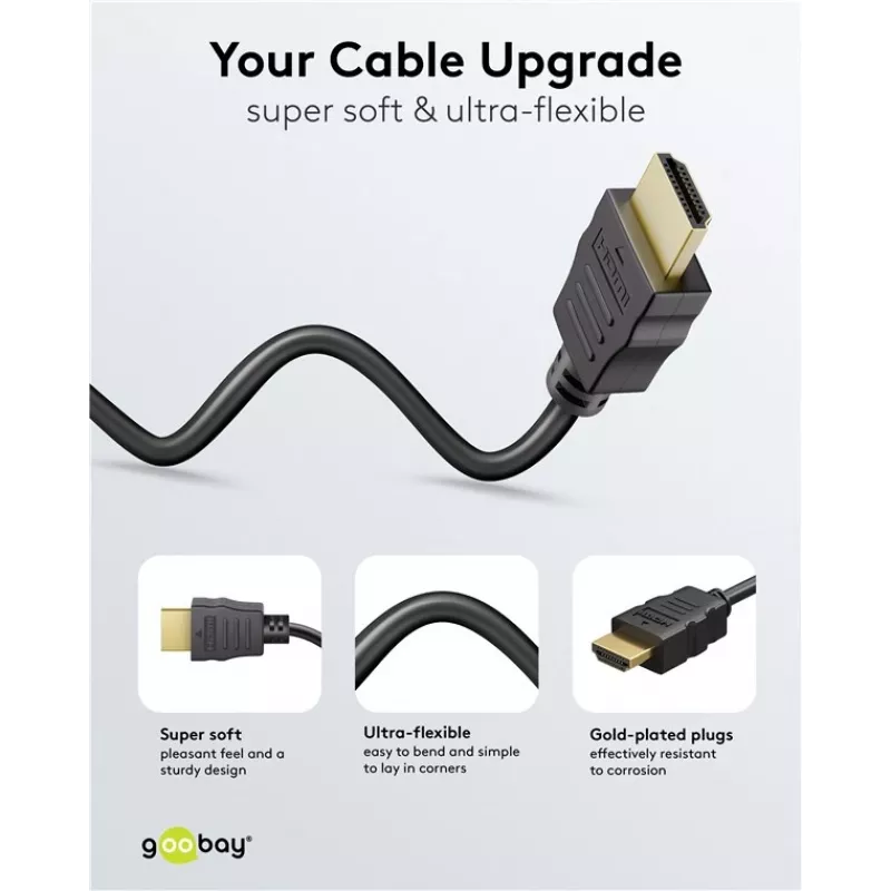 Goobay 80105 Soft High-Speed HDMI-kaapeli Ethernetillä - 5 m musta