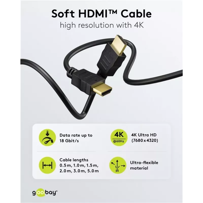 Goobay 80105 Soft High-Speed HDMI-kaapeli Ethernetillä - 5 m musta