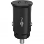GOOBAY Dual-USB-C PD -autolaturi (Power Delivery), musta - 30W (12/24V) sopii USB-C-laitteille