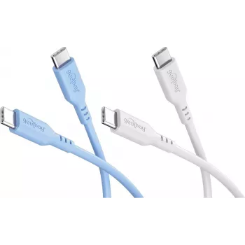 Goobay Ice Breeze sarja 2x USB-C silikonikaapeli, 1,5 m, sininen & valkoinen (81257)