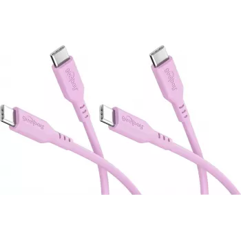 Goobay sarja 2 USB-C - USB-C silikonikaapelia, 1,5 m, pinkki (81251)