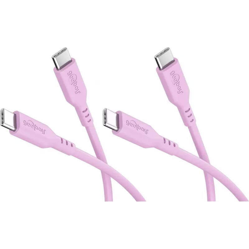 Goobay sarja 2 USB-C - USB-C silikonikaapelia, 1,5 m, pinkki (81251)