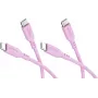 Goobay sarja 2 USB-C - USB-C silikonikaapelia, 1,5 m, pinkki (81251)