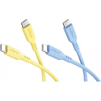 Goobay Sun & Sky sarja 2x USB-C silikonikaapeli 1,5m keltainen sininen 81274