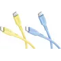 Goobay Sun & Sky sarja 2x USB-C silikonikaapeli 1,5m keltainen sininen 81274