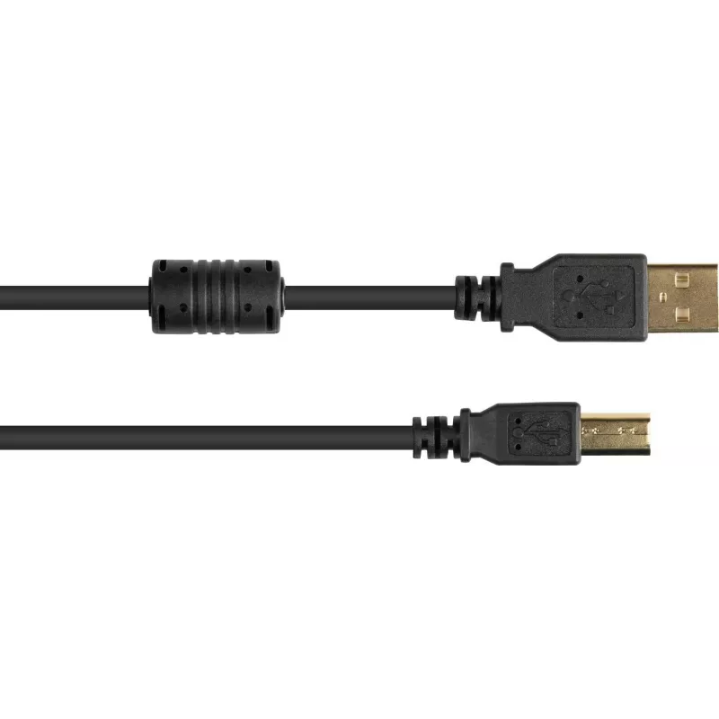 Good Connections USB 2.0 -kaapeli A - B ferriittisydämellä, kullattu, musta, 1m