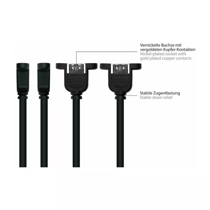 GoodConnections Alcasa UK20P-AEA-020S USB 2.0 -jatkojohto, USB-A uros USB-A naaras, 2 m, musta