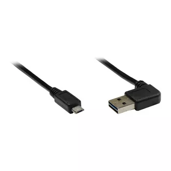 GoodConnections Alcasa USB 2.0 A - Micro-B -kaapeli, kulmaliitin, kullattu, 1m, musta