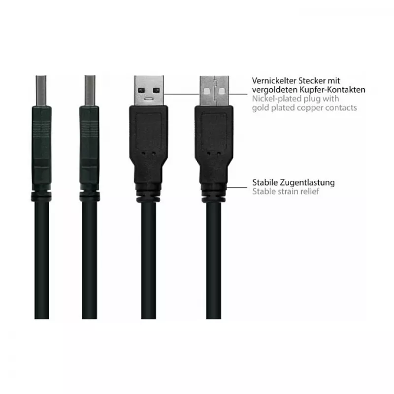 GoodConnections Alcasa USB 2.0 -jatkokaapeli, USB-A uros - USB-A naaras, 0,3 m, musta