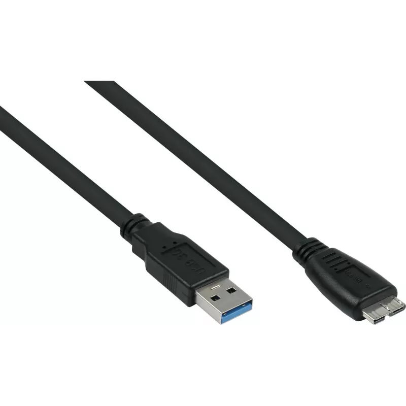 GoodConnections Alcasa USB 3.2 Gen 1 -kaapeli, USB-A - Micro-B, 1,8 m, musta