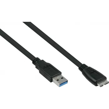 GoodConnections Alcasa USB 3.2 Gen 1 -kaapeli, USB-A - Micro-B, 3 m, musta UK30P-AMB-030S