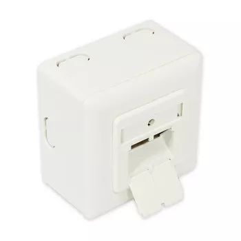 GoodConnections Cat.6 -verkkoliitäntärasia, 2xRJ45, suojattu, pinta-asennus, helmenvalkoinen RAL1013, GC-N0027