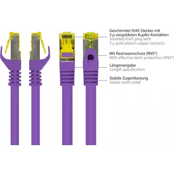 GoodConnections Cat.7 S/FTP verkkokaapeli RNS® Latch Protection, 40 m, violetti 8070R-400V