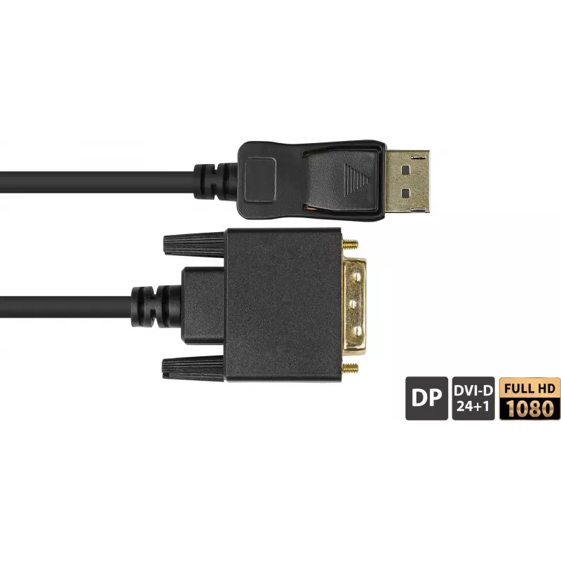 GoodConnections DisplayPort–DVI-D 24+1 liitäntäkaapeli - 24K kullatut kontaktit - OFC - musta - 5 m