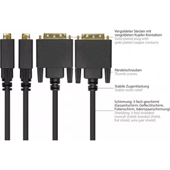 GoodConnections DisplayPort–DVI-D 24+1 liitäntäkaapeli - 24K kullatut kontaktit - OFC - musta - 5 m
