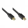 GoodConnections Mini DisplayPort 1.1 -kaapeli, pistoke-pistoke, kullattu, musta, 3 m