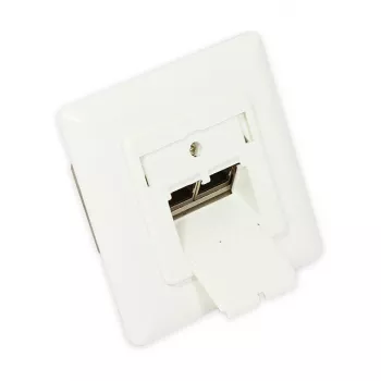GoodConnections -verkkoliitäntärasia Cat. 6, 2xRJ45, suojattu, upporasiana, design-yhteensopiva, pystysuora kaapelinsyöttö, helmenvalkoinen RAL 1013 (GC-N0025)