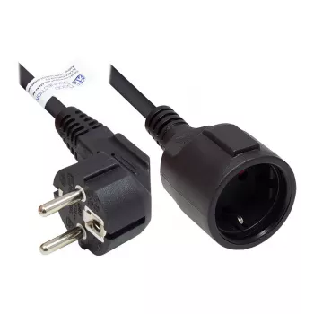 GoodConnections jatkokaapeli – Schuko-pistoke tyyppi E+F (CEE 7/7, kulma) pistorasiaan tyyppi F (CEE 7/3, suora), 1,50 mm², 10 m, musta