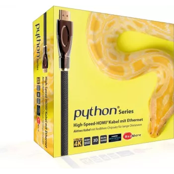 GoodConnections PYTHON Series High-Speed HDMI-kaapeli Ethernetillä, 4K UHD 60 Hz, 18 Gbit/s, kullattu, nailonpunos, 3 m, musta (GC-M0018)