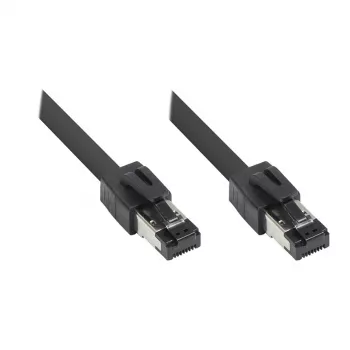 GoodConnections RNS® Cat.8.1 S/FTP -verkkokaapeli, 0,5 m, musta, LSZH, 40 Gbit/s, 2000 MHz