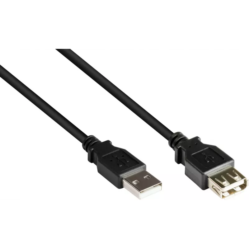 GoodConnections USB 2.0 -jatkokaapeli A-uros A-naaras, 0,6 m, musta