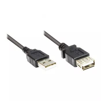 GoodConnections USB 2.0 -jatkokaapeli A-uros A-naaras, 0,6 m, musta