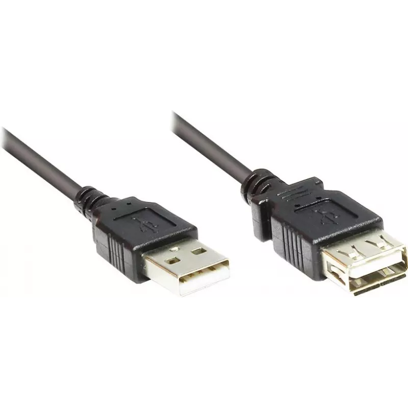 GoodConnections USB 2.0 jatkokaapeli Type-A uros naaras, musta, 0,3 m