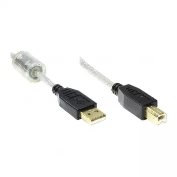 Good Connections USB 2.0 korkealaatuinen kaapeli ferriittisydämellä ja kultakontakteilla, läpinäkyvä, 5 m