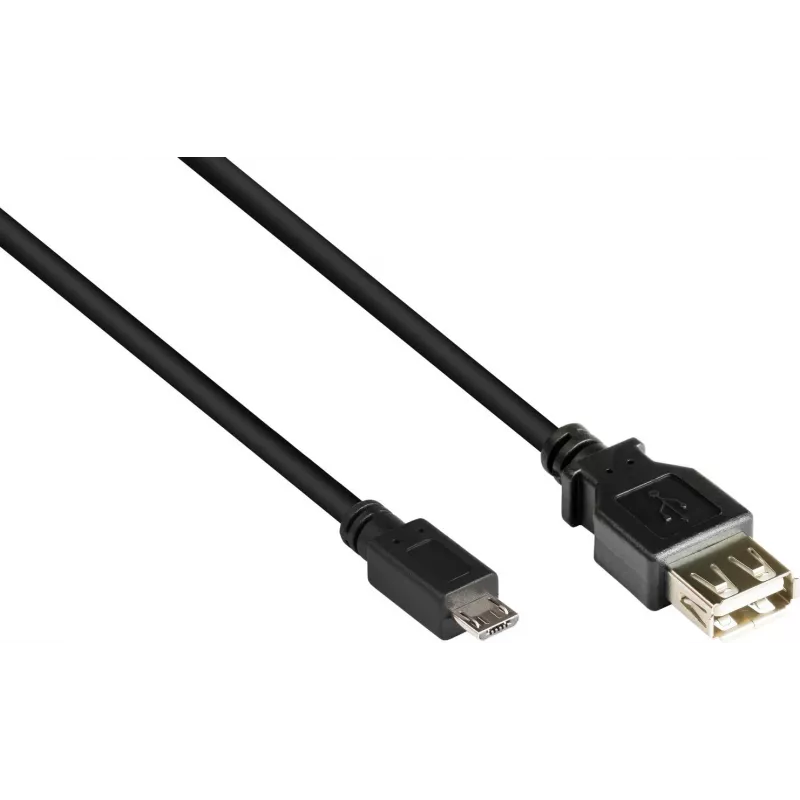 GoodConnections USB-OTG adapterikaapeli, Micro-USB Type-B uros - USB Type-A naaras, USB 2.0, 0,1 m, musta