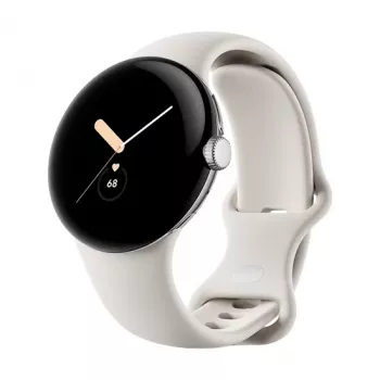 Google Pixel Watch LTE 41mm kiillotettu hopeakotelo urheilurannakkeella - Chalk
