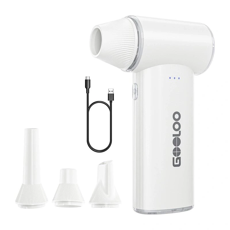 GOOLOO F3 sähköpuhallin, harjaton moottori, 150 000 rpm, 5000mAh, 52 m/s, valkoinen