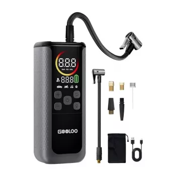 GOOLOO GT160 kaksoisrengastäyttölaite | 12V DC, 150 PSI, digitaalinäyttö, 70 L/min, automaattinen pysäytys, LED-työvalo