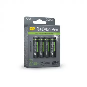 GP-paristo (AA) ladattava ReCyko+ Pro Fast Flash, NiMH, 4 kpl blister, 2000 mAh